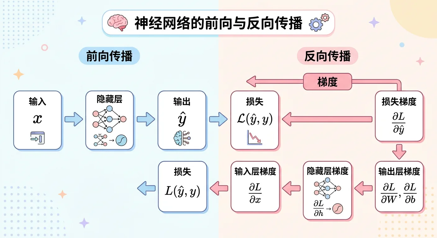 前向传播与反向传播：梯度在网络中的流动